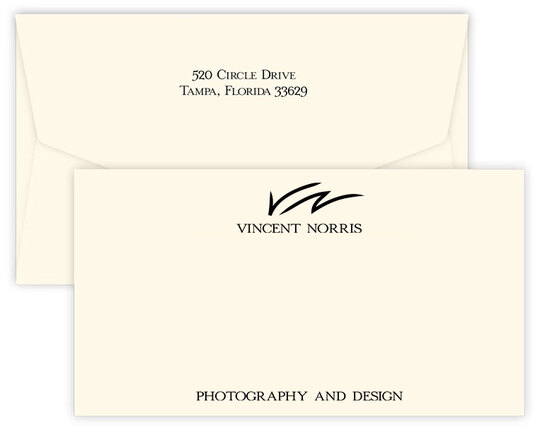 Triple Thick Classic Wide Flat Note Cards with Your 1-Color Logo - Raised Ink